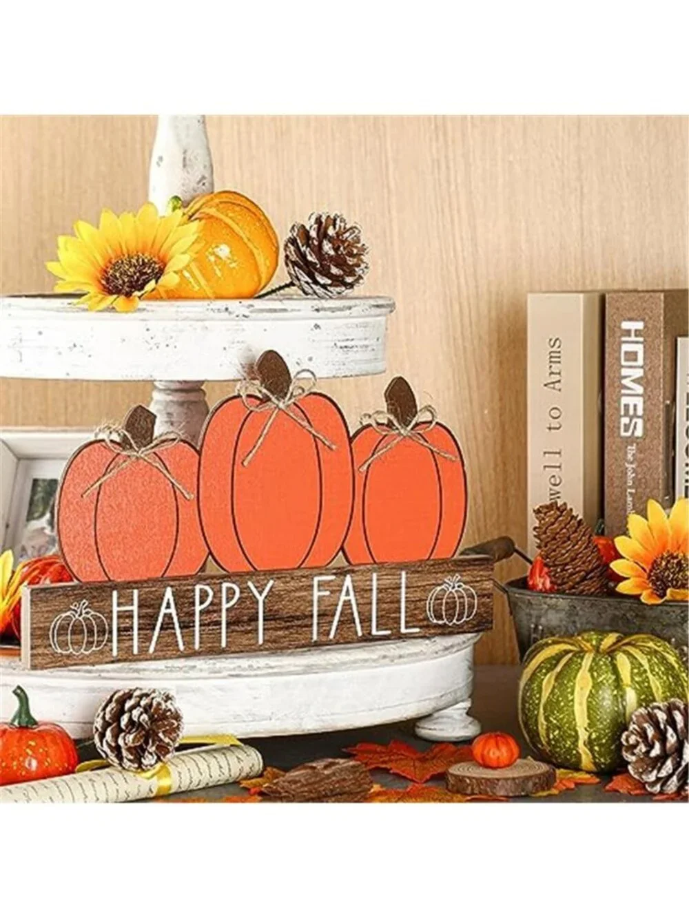 Fall and Halloween Wooden Pumpkin Sign Office Home Decor